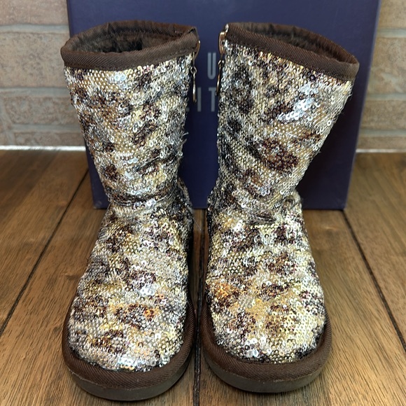 Stuart Weitzman Girls Lil Vera 3 Cheetah Sparkle Sequin Zip Boot / Sz 8 Toddler - Picture 4 of 14